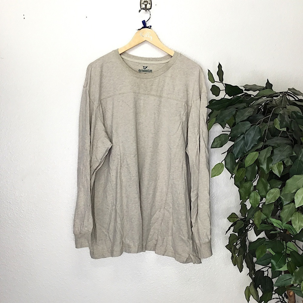Mens Outdoor Life Long Sleeve Tan Shirt